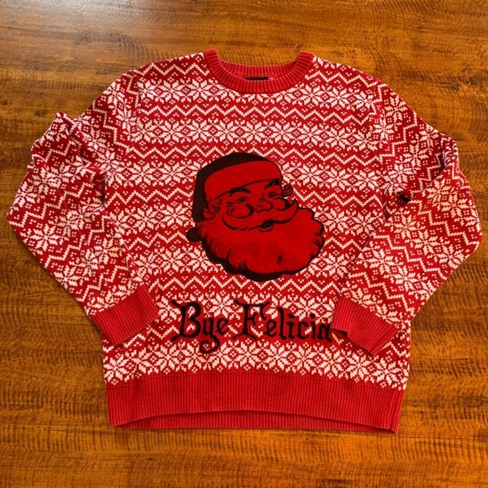 ⛱️Alex Stevens - Red "Bye Felicia" Ugly Christmas Sweater - M